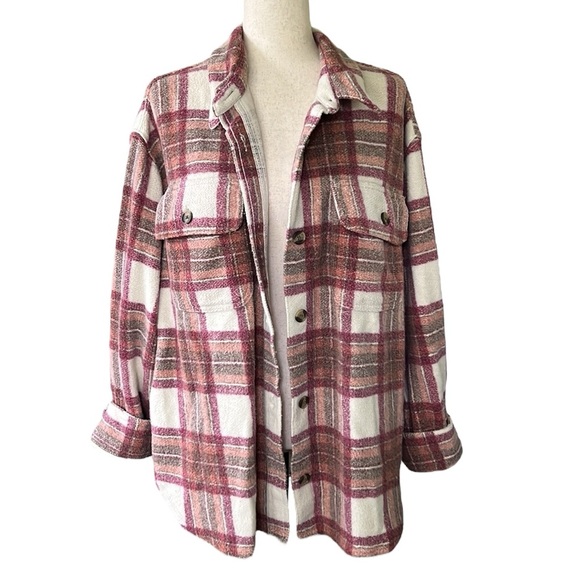 AE Oversized Plaid Fleece & Love Shacket - Picture 3 of 12